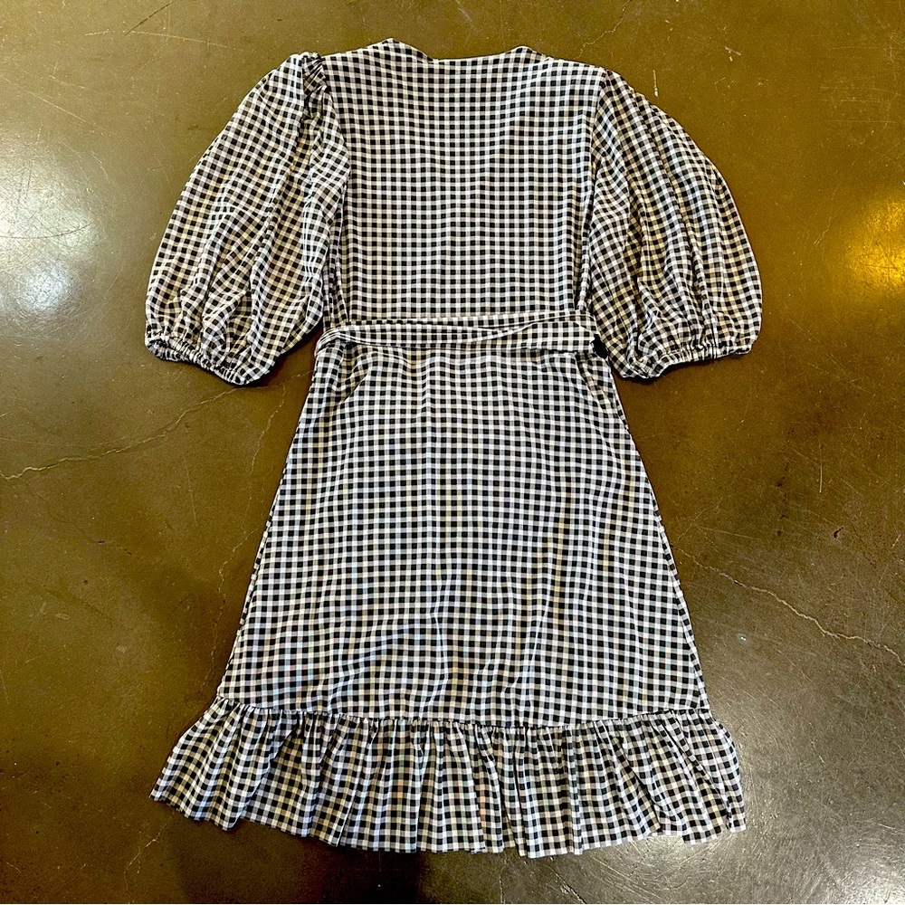 Ganni Mini Ruffle Short Sleeve Dress - Ruffle - Gingham Plaid - Mesh - Picture 7 of 15